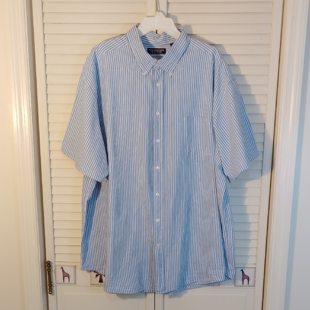 Roundtree & Yorke Light Blue Striped Shirt